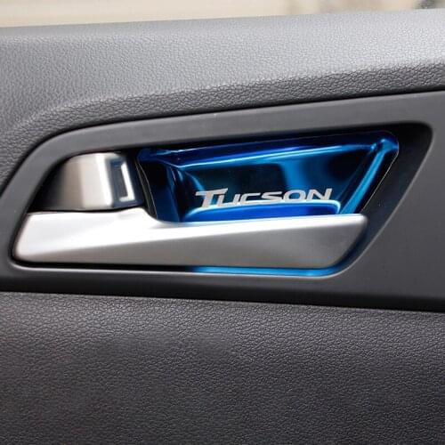 4pcs stainless steel car interior door handle ornament sticker for Hyundai Tucson 2015-2020 Accessories Car-Styling