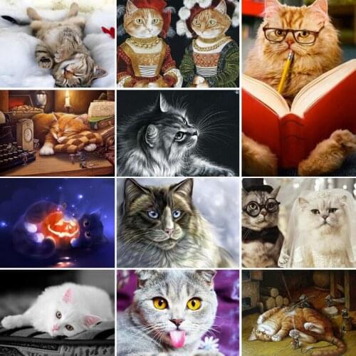 30x40x50x60x70 diamond painting 5D Full Square embroidery mosaic Cross Stitch Cute animal lovely cat DIY home Decoration gift
