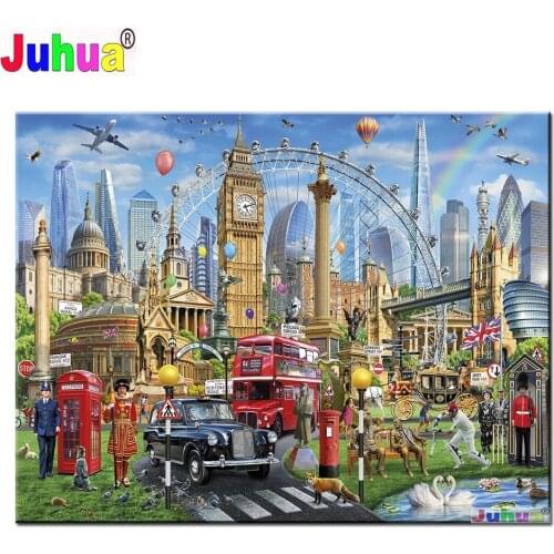 London Bus Britain Street DIY Diamond Painting Full Square/Round Cross Stitch Big Ben Landscape 5D Embroidery Rhinestone Decorat