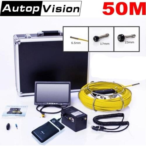 DHL Free 50M Cable Pipeline Sewer Endoscope camera 7" TFT LCD 6.5/17/23mm Inspection Underwater mini Snake DVR Camera WP70