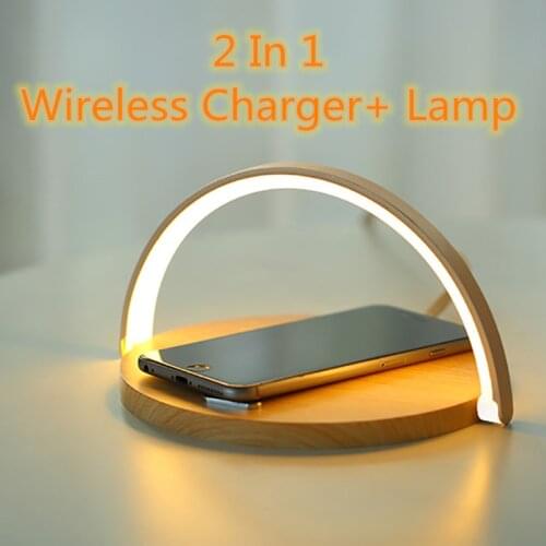 Wireless Qi Fast Charger Table Lamp Night Light Phone Holder Stand Pad LED Desk Lamp for Phone Charging