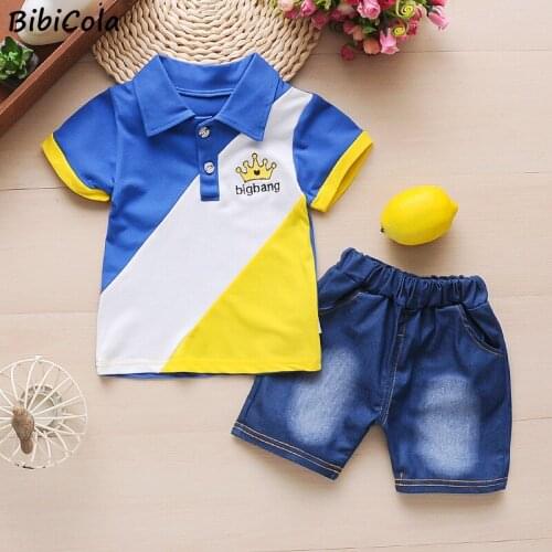 BibiCola Baby Boy Clothes Brand Summer Kids Clothes Sets T-shirt+Pants Suit Stitching Gentleman Clothes Newborn Sport Suits