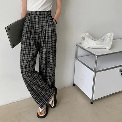 Alien Kitty 2021 New Autumn Womens Pants Korean Plaid Slim Elastic Waist All-Match Fashion Casual Basic Hot Loose Trousers