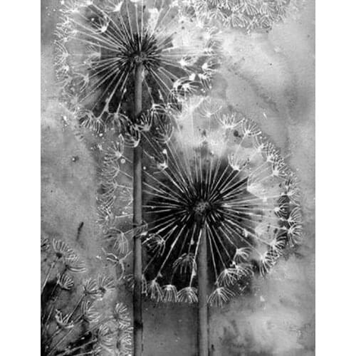 Black and white art 5D DIY Diamond Painting Dandelion Full Square /round stone 3D Rhinestone Embroidery Mosaic Wall Decor TY648
