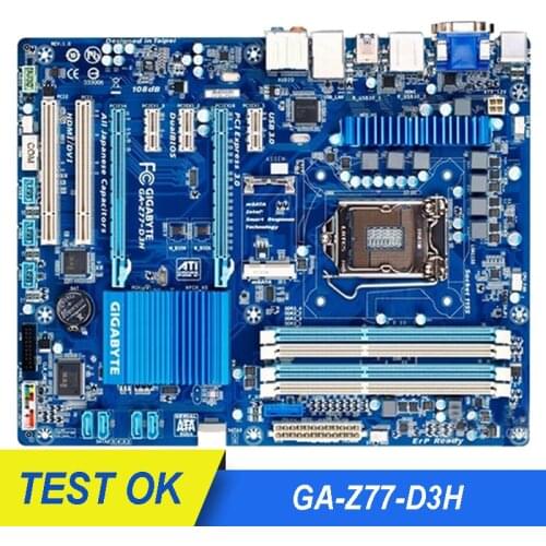 For GIGABYTE GA-Z77-D3H rev 1.x Computer USB3.0 SATA III Z77-D3H Motherboard LGA 1155 DDR3 For Intel Z77 Desktop Mainboard Used