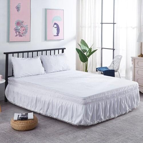 Top Sale Stretch Bed Skirt Wrap Around Elastic Band Bed Skirt with Tassel Home Bedding Hotel Bed Skirt Bed Cover without Surface