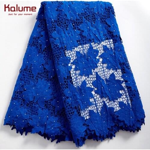 Kalume Guipure Lace Fabric Diy Dress African Cord Lace Fabric Stones Water Souble Cord Lace Fabric For Dresses Party Dress F2367