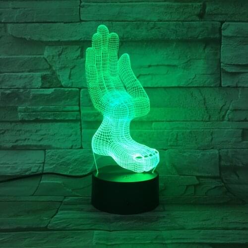 Creative 3D LED Lamp hand+foot model Acrylic LED USB Lamp Touch Room Table Desk Night Light Bedside Decoration 766