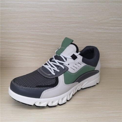 Golf Shoes Mens Genuine Leather Daily Casual Shoes Color Matching Breathable Shock Absorption Mesh Sneakers