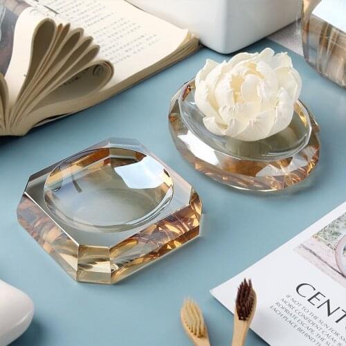 Light Luxury Crystal Glass Soap Box Bathroom Soap Holder Dish Storage Plate Tray Bathroom Shower Supplies Bathroom Rack Soap Box