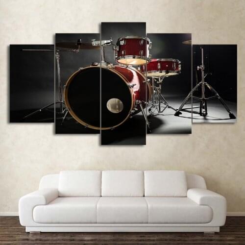 Poster Modular Pictures Frame 5 Pieces/Pcs Print Canvas Music Drum Wall Instrument Art Painting Fashion For Living Room Decor