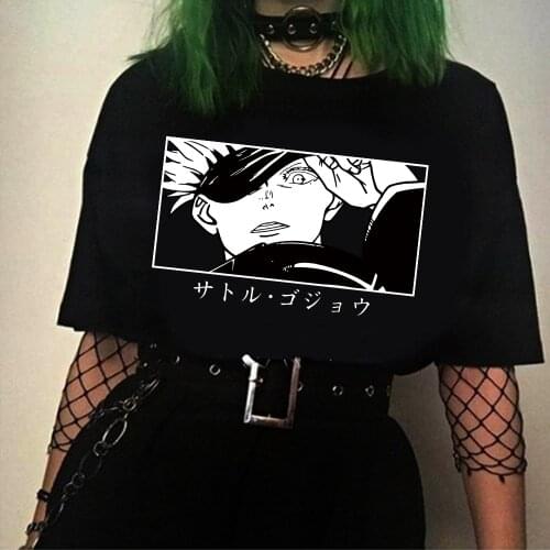Jujutsu Kaisen Anime Japanese Style Harajuku Streetwear Men Tops Satoru Gojo Eyes Graphic Tee Manga Hip Hop Unisex T Shirt