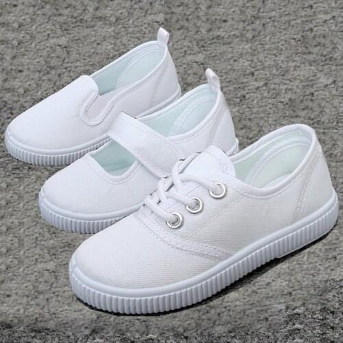2 3 4 5 6 8 10 To 12 Years Kids Children White Canvas Flat Sneakers Shoes For Girls Boys School Dance Casual Sports Shoes Autumn