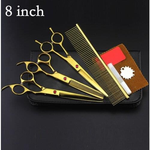Professional 4 kit japan 8 inch pet grooming shears cutting hair scissors set dog grooming thinning barber hairdressing scissors