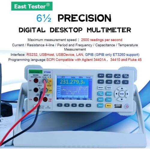 6 1/2 Bench Top Digital Multimeter Capacitor Tester Desktop Multimeter Tester With Temperature Continuity Test AC DC Multimeter
