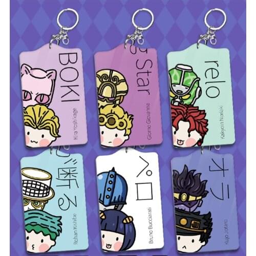 New Anime JoJos Bizarre Bucciarati Kira Acrylic Card Holder Pendant Card Keychain Case Kid Gift