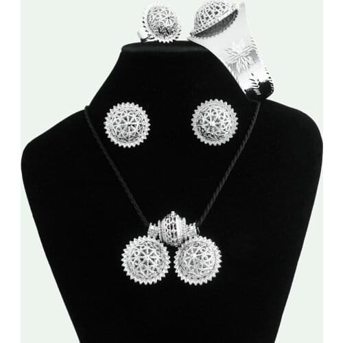 New Trendy Ethiopian Jewelry Set Earring/Bangle/Pendant/Necklace/Ring For Women Bridal Jewelry Sets