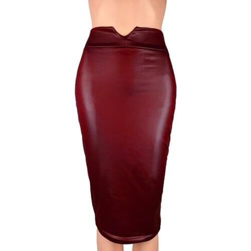 Autumn Faux Leather Skirt Europe The United States Wild Fake Leather High Waist Hip And Knee Skirts Open Bag Hip Skirt Wholesale