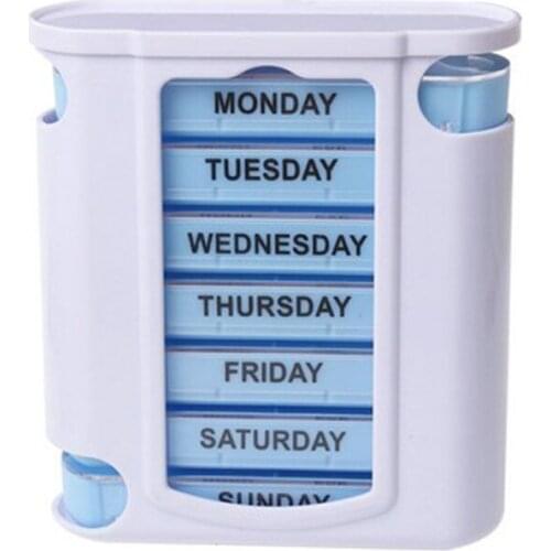 Portable 28 Grids Container Organizer Medicine Weekly Storage Pill 7 Day Tablet Sorter Box Case