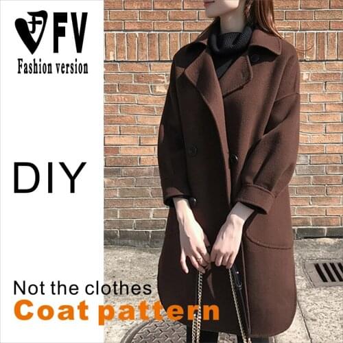Mid-length drop-shoulder sleeve double-sided cashmere coat handmade sewing pattern 1:1 clothing design drawing BFY-242