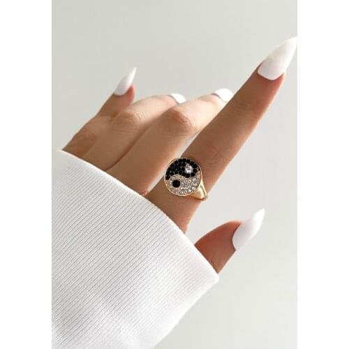 Stillgirl Punk Crystal Gold Tai Chi Ring for Women Y2k Funny Stranger Things Couple Fashion Jewelry Bijoux Femme Free Shipping