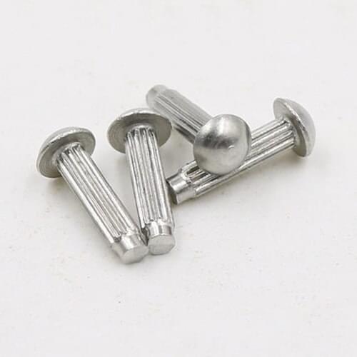 50PCS M3 Solid semi-round head rivet Stainless steel round knurled rivets 4mm-20mm length Screw
