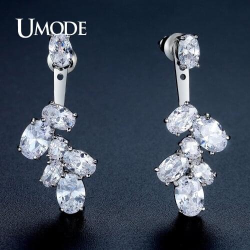 UMODE Brand New Luxury Leaf Shape Drop Earrings for Women White Gold Color Party Wedding Fashion Jewelry Christmas Gifts UE0322