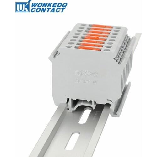 10Pcs UK-5-MTK P/P DIN Rail Terminal Blocks Connector Knife Disconnect With Test Socket Screw UK5