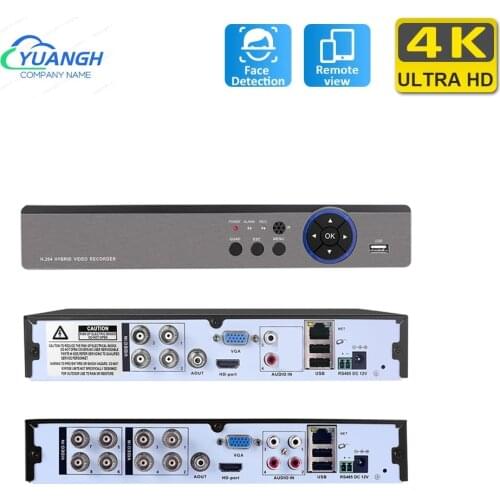 4K 8MP AHD DVR CCTV Video Recorder 4CH 8CH Xmeye APP ONVIF Metal Case 8Megapixel 5 IN 1 Camera Video Recorder Support RS485