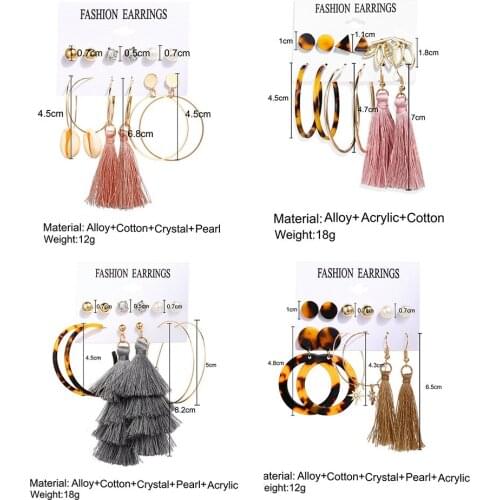 Vintage Tassel Acrylic Earrings For Women Bohemian Earrings Set Big Dangle Drop Earring 2020 Brincos Female Fashion Jewelry