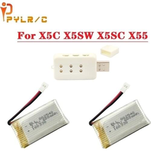 PYLR/C 3.7V 600mAh Lipo Battery battery charger sets For X5C X5SW X5SC X55 RC Quadcopter Spare Parts for S20 Drone 3.7v Battery