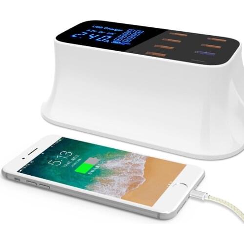 QC3.0USB charging digital display intelligent IC automatically recognizes multi-port 8USB Type-C mobile phone charger