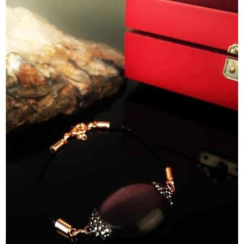 Dr Stone Natural Stone Women 'S Cat 'S Eye Stone rose gold plated Bracelet 372888007