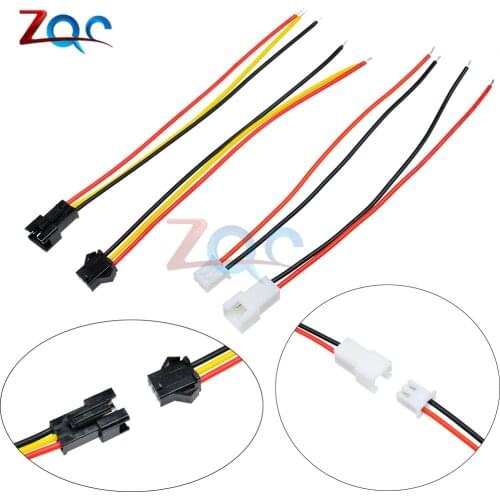 10Pairs 10cm 15cm 30cm Long JST SM 2Pins 3Pins Plug Male to Female Wire Connector Spacing 3MM 2.54MM for LED Light