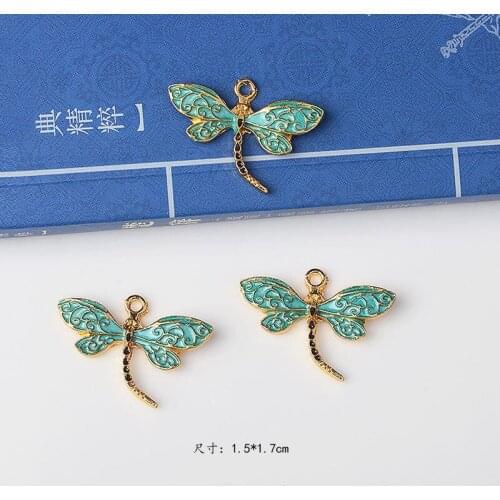 10pcs 17*15MM Ancient Style Series New Enamel Dragonfly charms Alloy jewelry Diy Headwear Accessories Factory Direct Selling