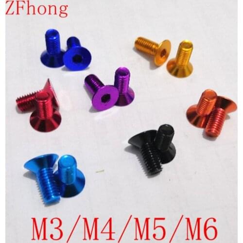 10PCS M3 m4 m5 m6*8/10/12/15/20/25 colourful aluminum flat hex socket countersunk head screw