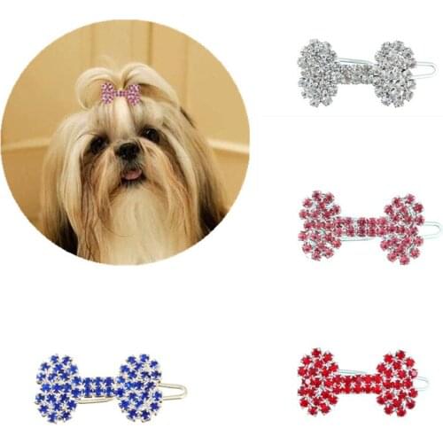 Luxurious Rhinestone Bone Hair Accessories For Dogs Jewelry 3cm Clip