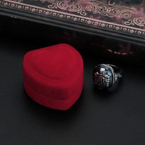 K3ND 1Pc Velvet Heart Shape Jewelry Display Box Stud Rings Earring Storage Case Box