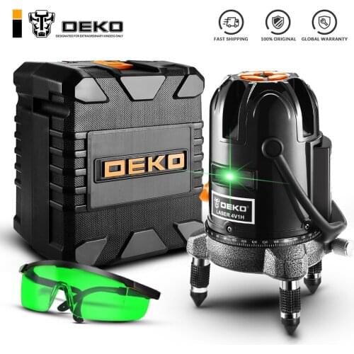 DEKO DKLL5 5-Line 6-Point Horizontal & Vertical Laser Level Green Horizontal Laser Level 360 Self-Leveling High Visibility