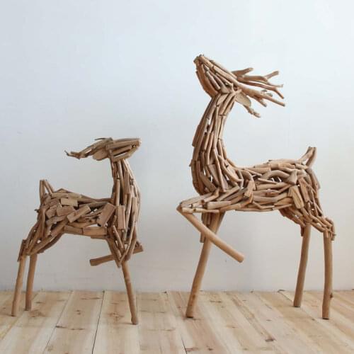 Nordic handmade wooden deer ornaments floor indoor home living room room decorations wedding gift home christmas gift figurine
