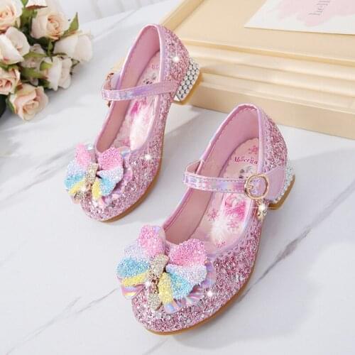 Girls Sequin Bow Kids Shoes Girls Pearl Princess Dance Casual Shoe 2021 New Childrens Party Wedding Shoes Womens sandals