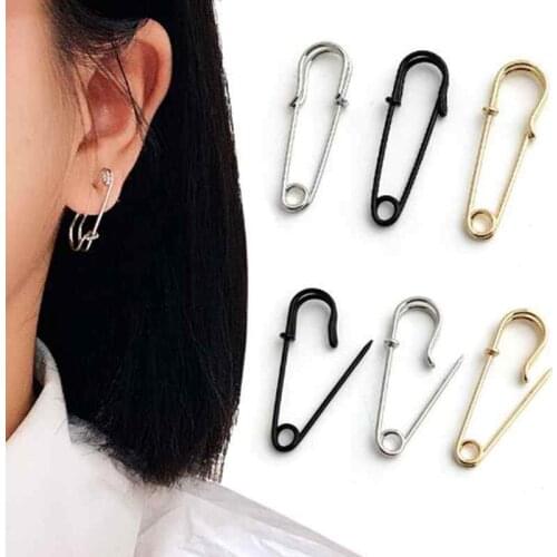 Gothic charm safety pin long earrings threader fashion jewelry exquisite men and women earrings