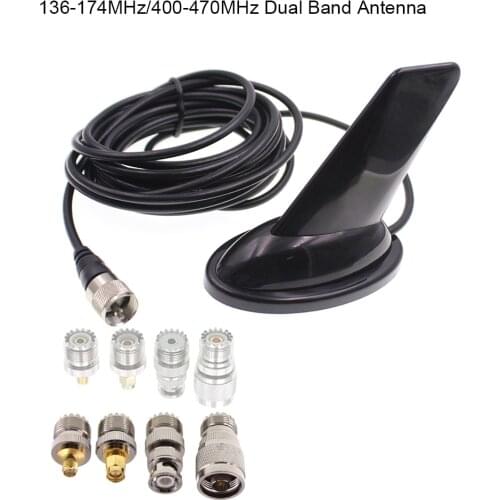 Dual Band Shark Fin style antenna 136-174MHz & 400-470MHz Antenna with 4 Adapters for Baofeng UV-5R UV-82 UV-9R TH-UV8000D Walki