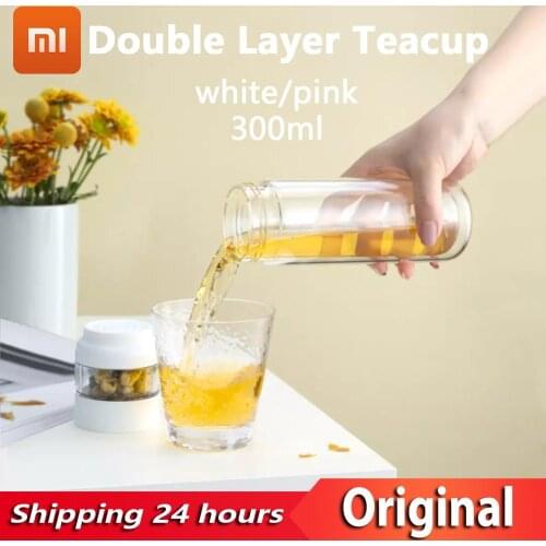 YOUPIN QUANGE Double-layer Separation Cup Portable Tea Separation Glass Heat Insulation Anti-scalding Glass Tea Cup