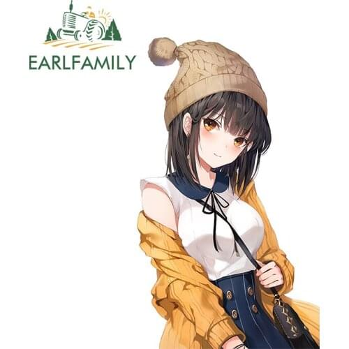 EARLFAMILY 13cm x 8.2cm for Shy Girl Decal Anime Fine Funny Car Stickers Helmet Vinyl JDM Bumper Camper Snowboard Truck Graphics