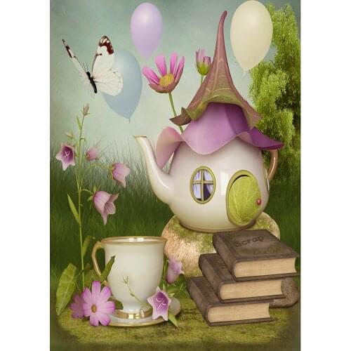 Teapot Cup Photography Background For Photograph Accessories Kids Baby Shower New Born Cloth Backdrops Photo Studio