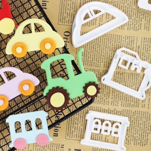 Cookie mold 2PCS/Lot Cute Car Cake Mold Pastry Fondant Plastic Mold For Cake Cupcake Decoration Kitchen Baking Mold