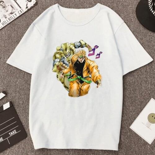 Anime Jojo Bizarre Adventure Hot Sale T Shirt Men Dio The World Stand Short Sleeved T-shirt Manga Graphic Cotton Streetwear Male