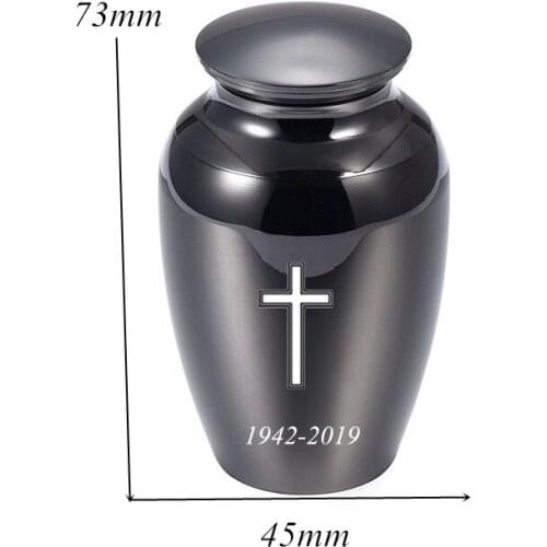 Grace and Mercy Cross Engraved Cremation Urn for Human Ashes-Custom Date Stainless Steel Mini Keepsake Urn for Ashes