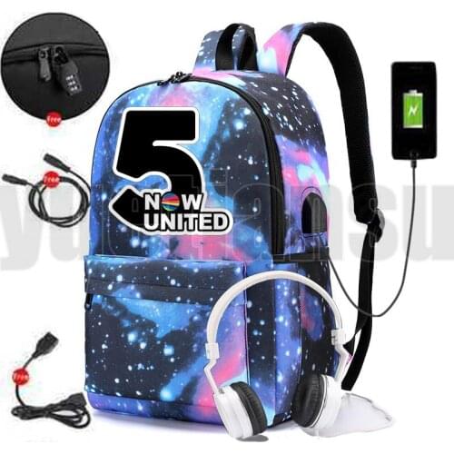 Hot UN Team Anime USB Charging Anti-theft Bookbag Now United - Better Album Backpack Canvas Zipper School Bags for Teenage Girls